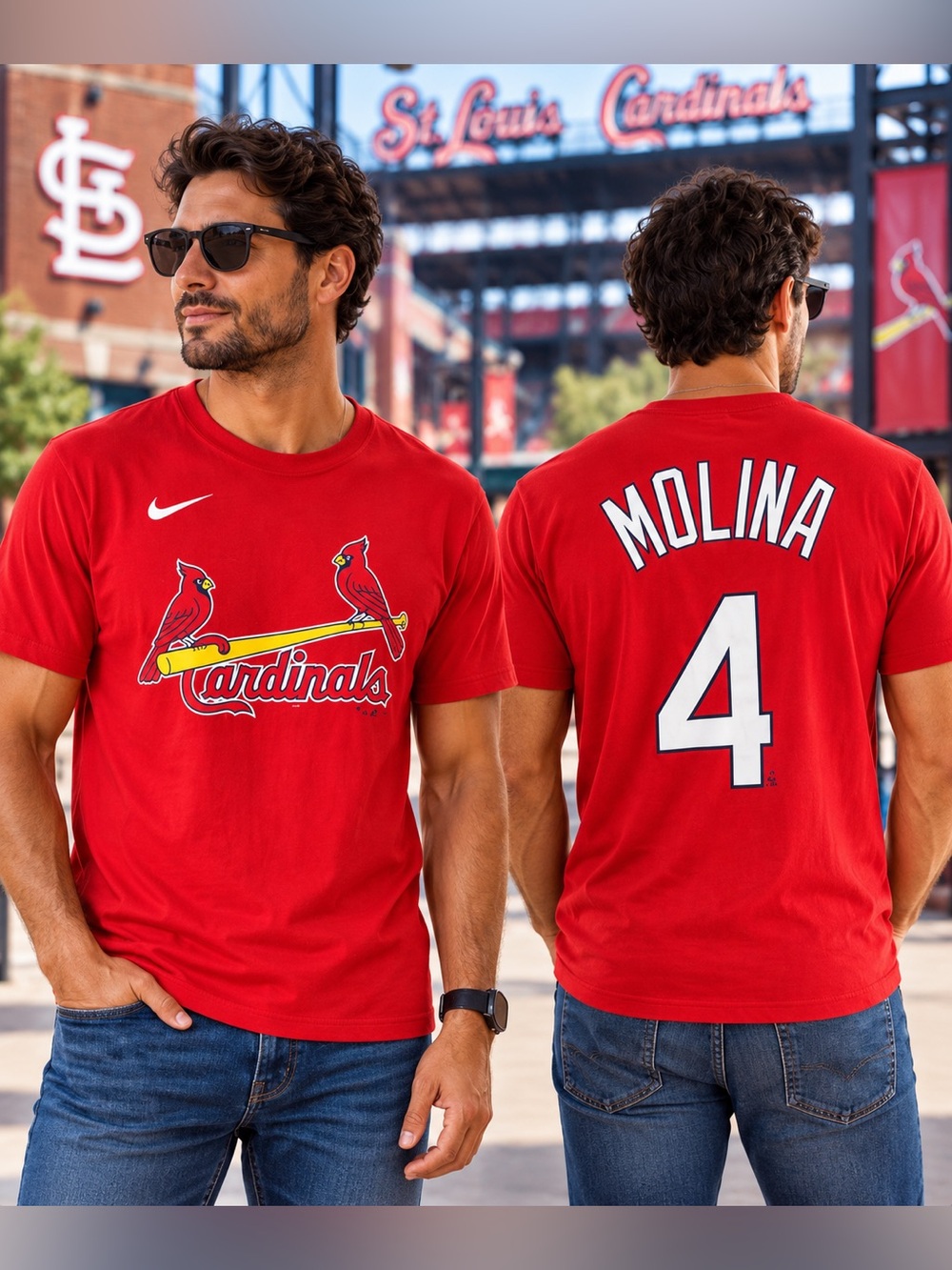 Nike Yadier Molina #4 St Louis Cardinals MLB Baseball Shirt Red Men’s M